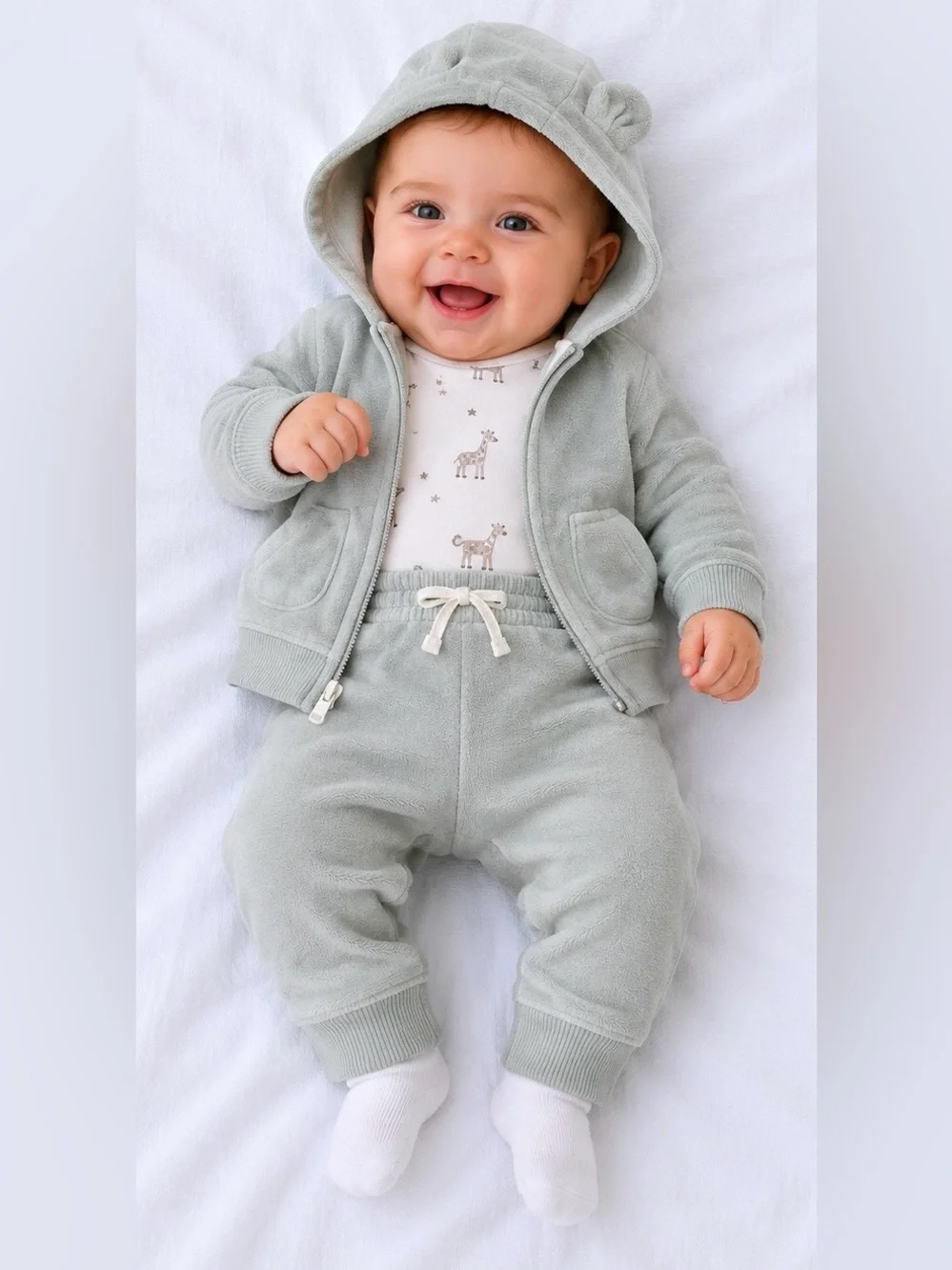 Carter's Baby 3-Piece Velour Bear Ear Hoodie Set 6mth